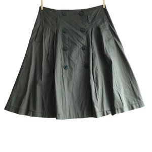 H&M Olive Green Double Button High-rise Skirt